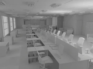 Office Interior No Material 3D Model