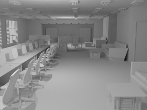 Office Interior No Material 3D-Modell