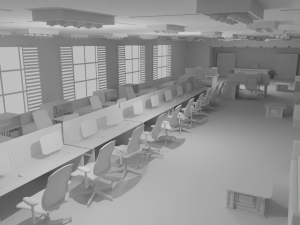 Office Interior No Material 3D-Modell