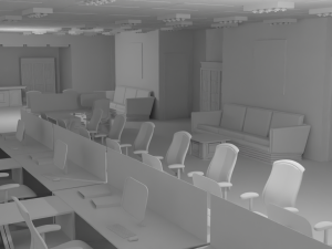 Office Interior No Material 3D-Modell