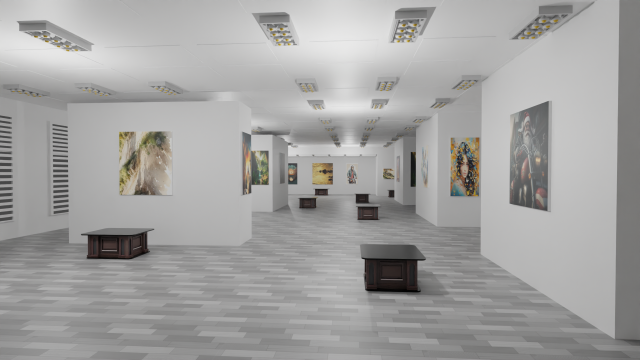 EXHIBITION HALL - art gallery 3D Model .c4d .max .obj .3ds .fbx .stl .blend 