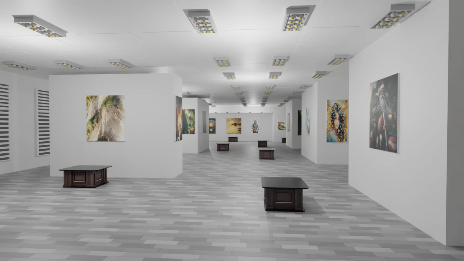 EXHIBITION HALL - art gallery 3D Model .c4d .max .obj .3ds .fbx .stl .blend