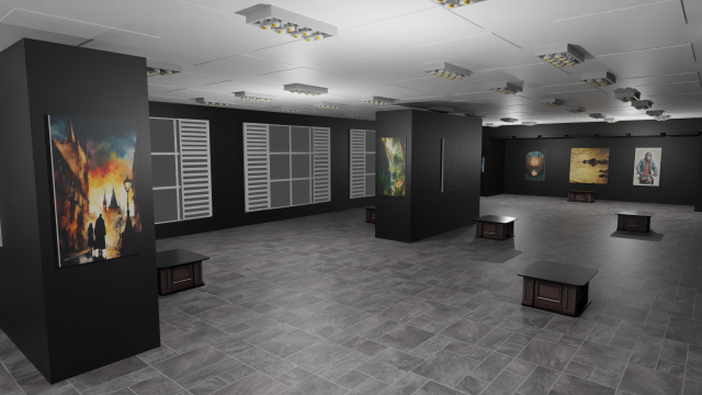 EXHIBITION HALL - art gallery 3D Model .c4d .max .obj .3ds .fbx .stl .blend 