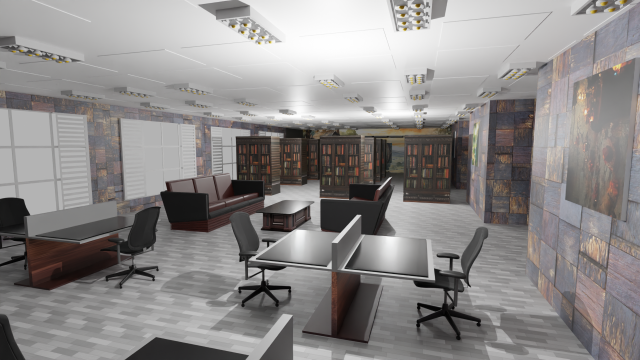 Library Interior Model 3D .c4d .max .obj .3ds .fbx .stl .blend 