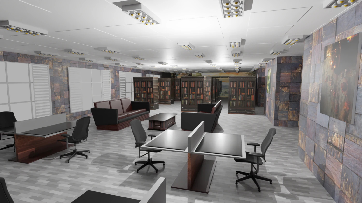 Library Interior 3D Model .c4d .max .obj .3ds .fbx .stl .blend 