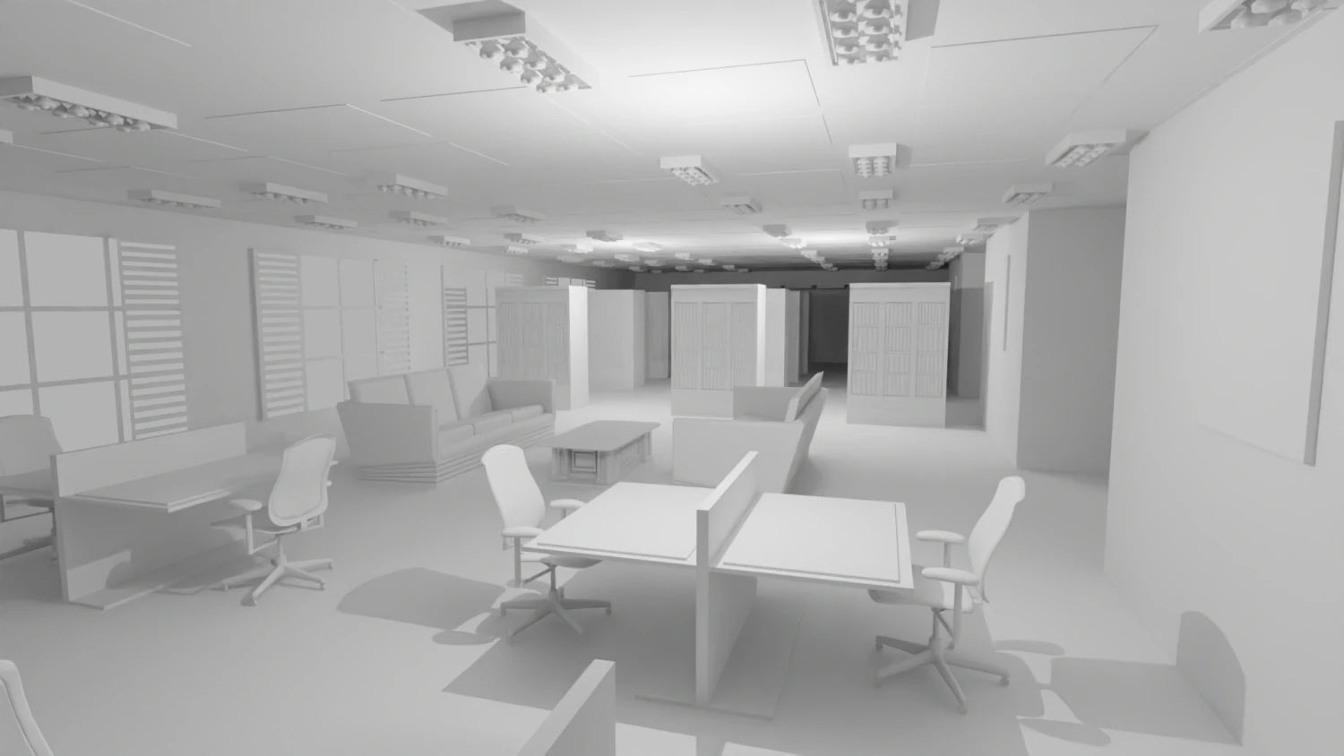 Library Interior No Material 3D Model .c4d .max .obj .3ds .fbx .stl .blend 
