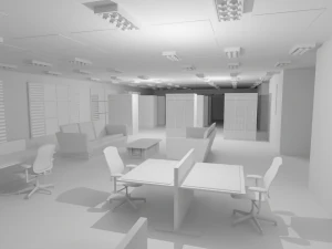 Интерьер библиотеки без материала 3D Модель