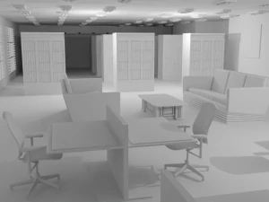 Library Interior No Material 3D Model