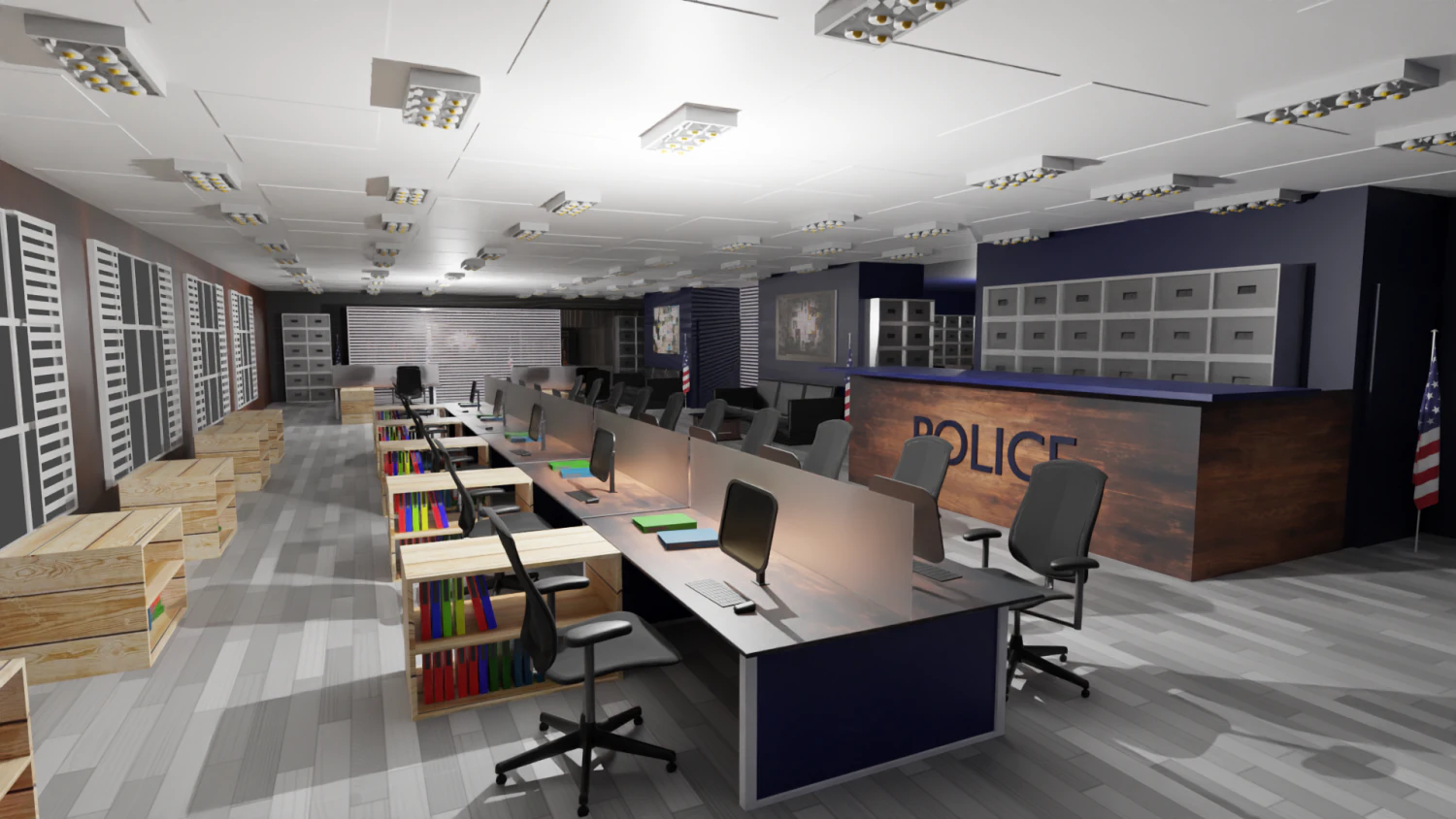Police Station 3D Model .c4d .max .obj .3ds .fbx .stl .blend 