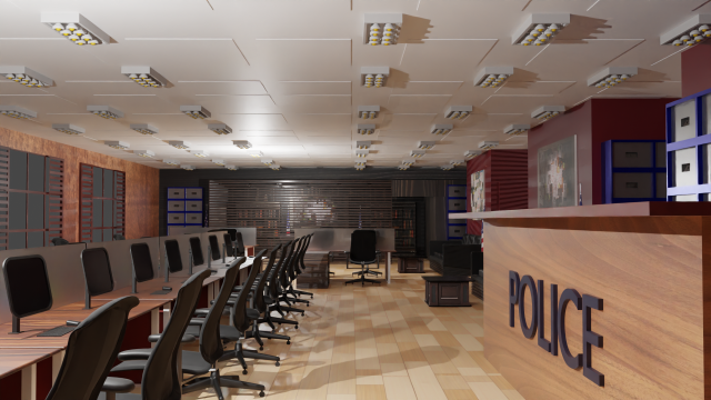 Police Station 3D Model .c4d .max .obj .3ds .fbx .stl .blend 