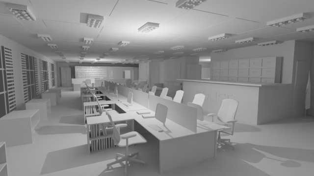 Police Station No Material 3D Model .c4d .max .obj .3ds .fbx .stl .blend 