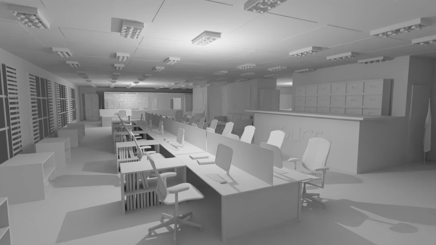 Police Station No Material 3D Model .c4d .max .obj .3ds .fbx .stl .blend