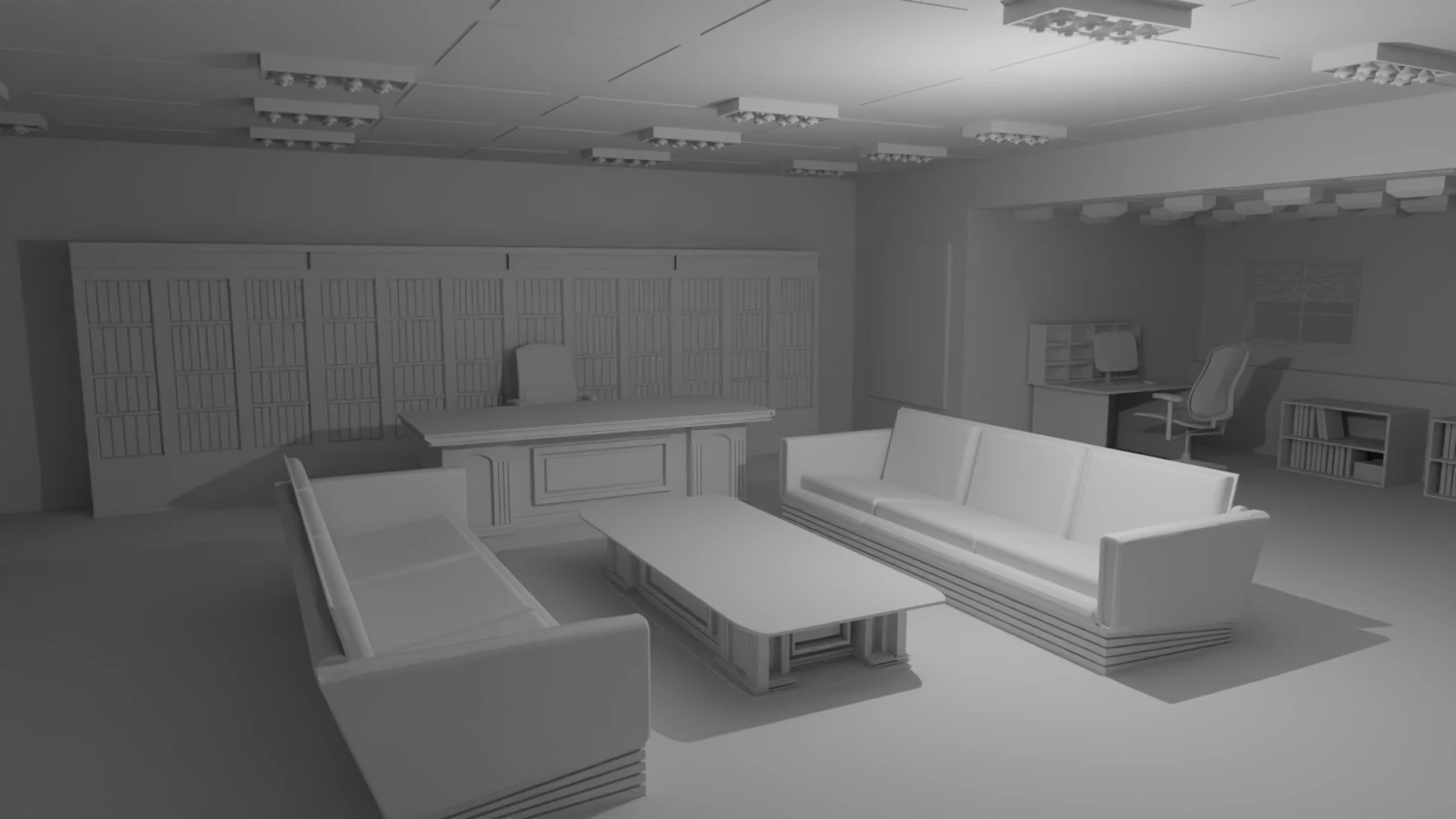 Work Office No Material 3D Model .c4d .max .obj .3ds .fbx .stl .blend 