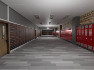 School Hallway 3D Model