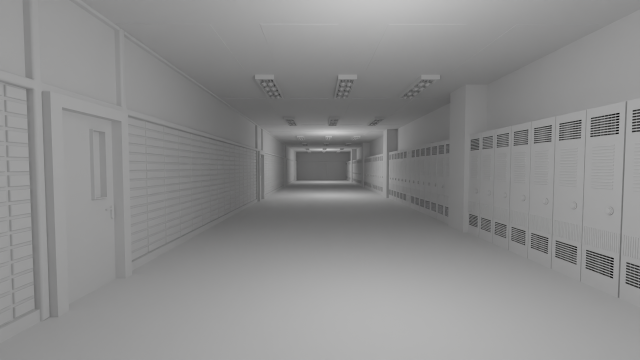 School Hallway No Material Modello 3D .c4d .max .obj .3ds .fbx .stl .blend 