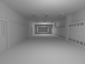 School Hallway No Material 3D Model