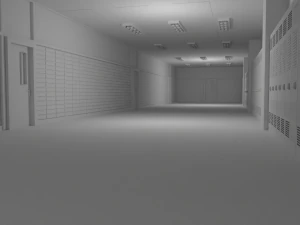 School Hallway No Material 3D Model