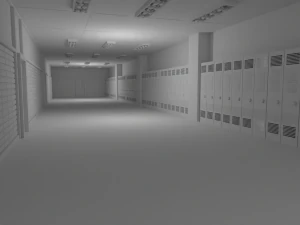 School Hallway No Material 3D Model