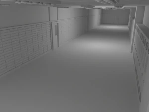 School Hallway No Material 3D Model