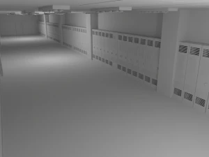 School Hallway No Material 3D Model