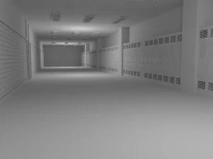 School Hallway No Material 3D Model