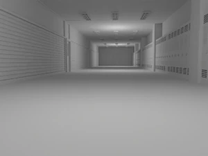 School Hallway No Material 3D Model