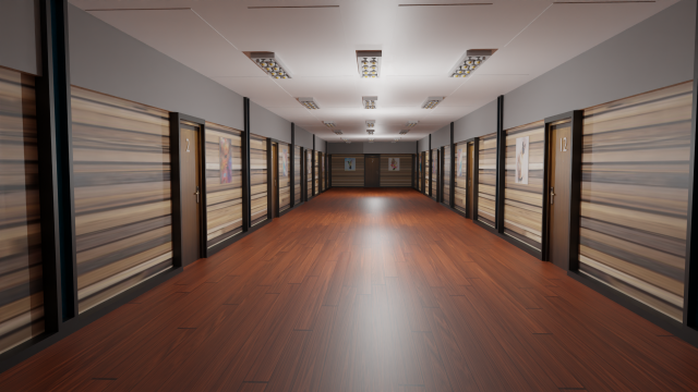 Hotel Corridor 3D Model .c4d .max .obj .3ds .fbx .stl .blend 