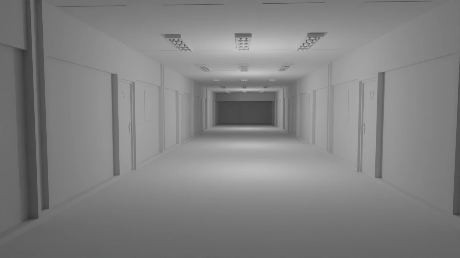 Hotel Corridor No Material 3D Model .c4d .max .obj .3ds .fbx .stl .blend 