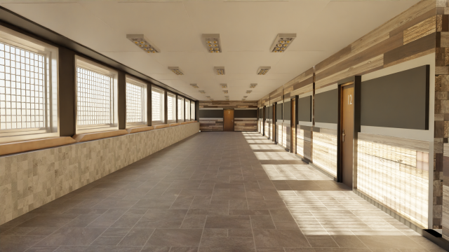 Corridor Hallway 3D Model .c4d .max .obj .3ds .fbx .stl .blend 