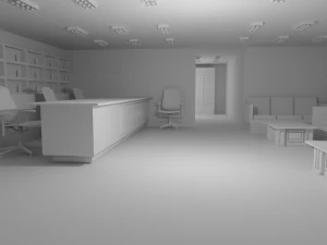 Reception Interior No Material 3D Model