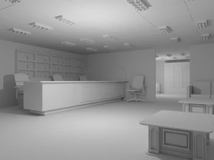 Reception Interior No Material 3D Model
