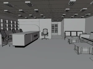 Reception Interior No Material 3D Model