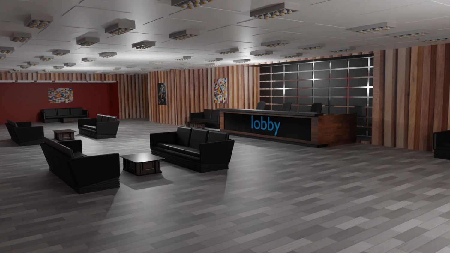 Lobby Interior 3D Model .c4d .max .obj .3ds .fbx .stl .blend 