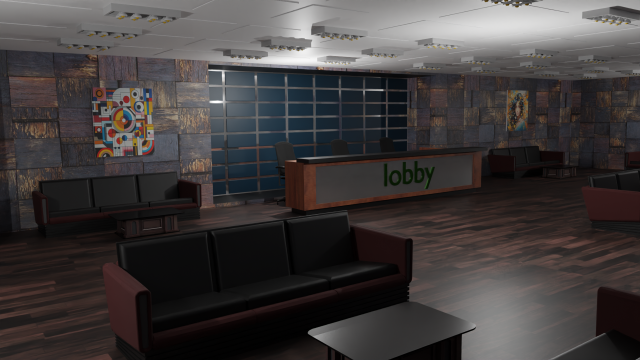 Lobby Interior 3D Model .c4d .max .obj .3ds .fbx .stl .blend 