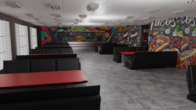 Fast food interior 3D Model .c4d .max .obj .3ds .fbx .stl .blend 