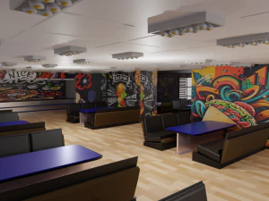 ファーストフードのインテリア 3Dモデル