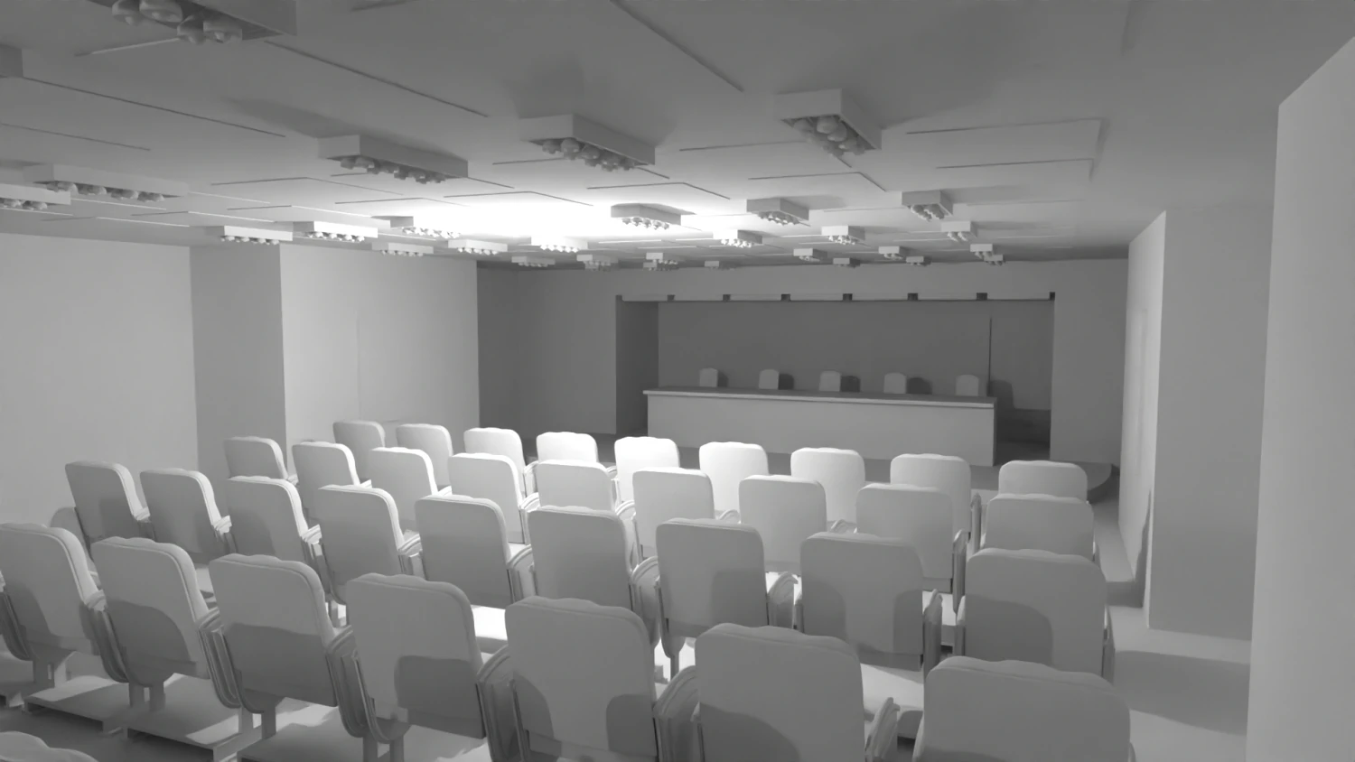 Conference Hall No Material 3D Model .c4d .max .obj .3ds .fbx .stl .blend 