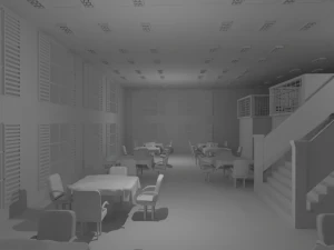 Restaurant Interior No Material 3D Model