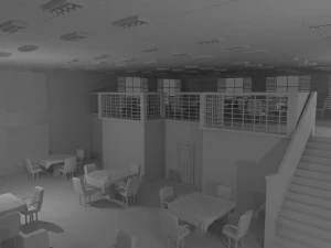 Restaurant Interior No Material 3D Model