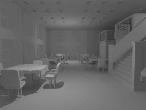 Restaurant Interior No Material 3D Model