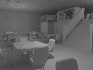 Restaurant Interior No Material 3D Model