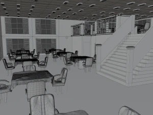 Restaurant Interior No Material 3D Model