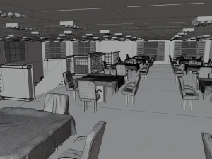 Restaurant Interior No Material 3D Model
