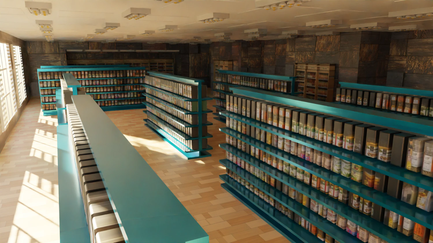 Supermarket interior 3D Model .c4d .max .obj .3ds .fbx .stl .blend