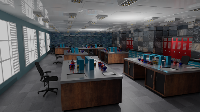 Laboratory Interior 3D Модель .c4d .max .obj .3ds .fbx .stl .blend 