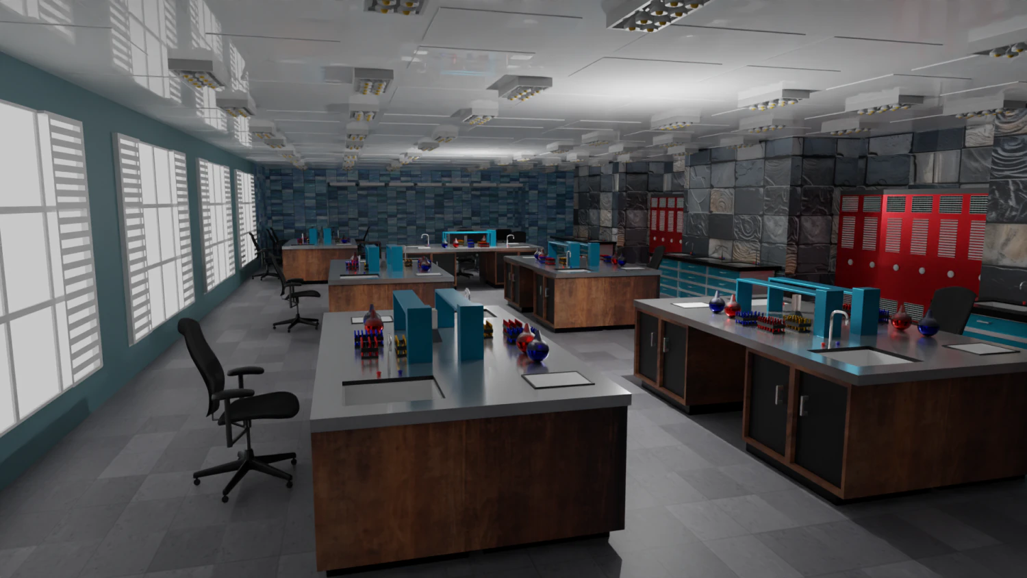 Laboratory Interior 3D Model .c4d .max .obj .3ds .fbx .stl .blend 