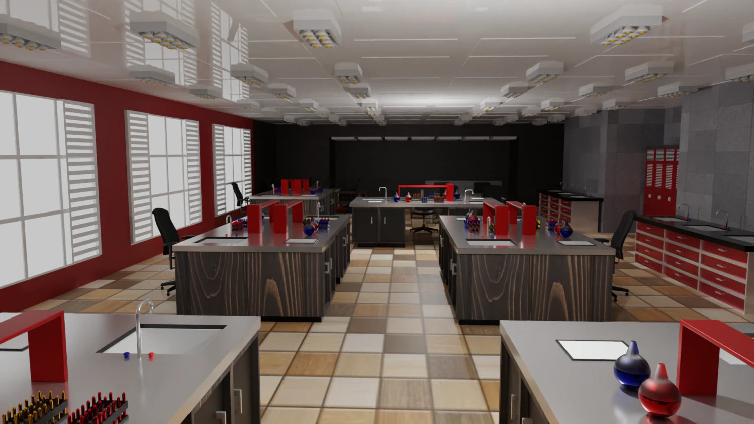 Laboratory Interior 3D Model .c4d .max .obj .3ds .fbx .stl .blend 
