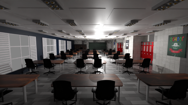 School Class Interior 3D मॉडल .c4d .max .obj .3ds .fbx .stl .blend 