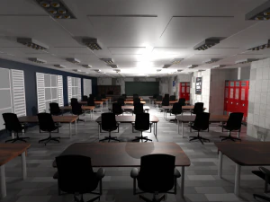 Interno della classe scolastica Modello 3D
