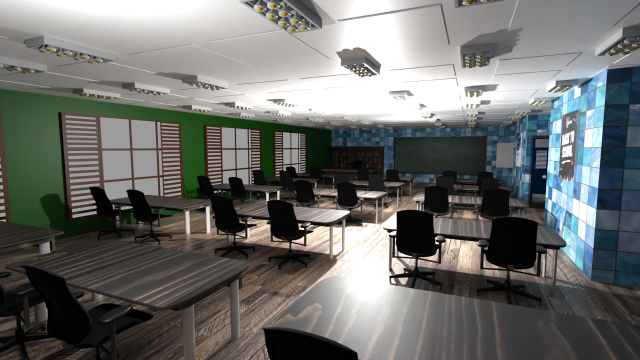 School Class Interior Modelo 3D .c4d .max .obj .3ds .fbx .stl .blend 